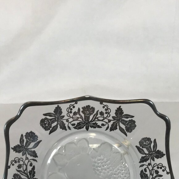 Vintage Silver Overlay Glass Embossed Fruits Service Plate - Picture 3 of 7